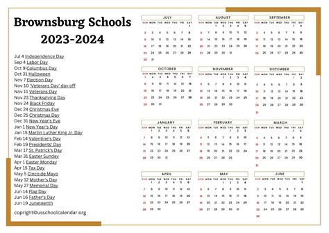 Brownsburg Calendar
